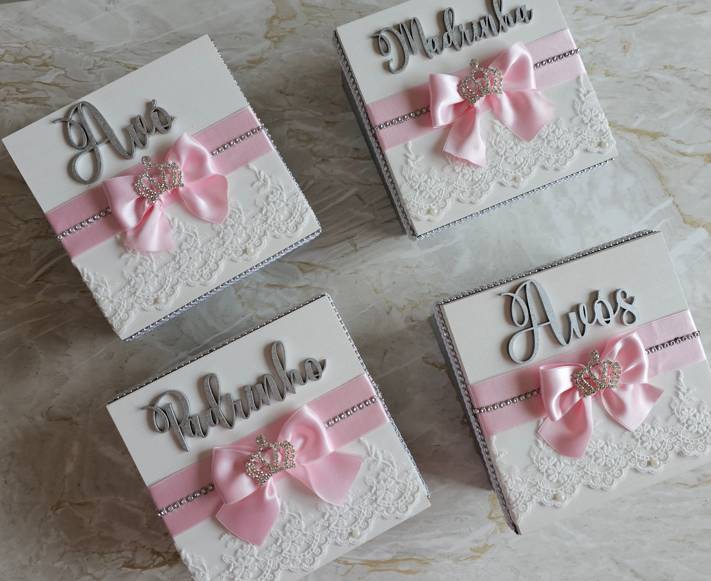 Caixa especial Padrinhos/Avós coroa prateada