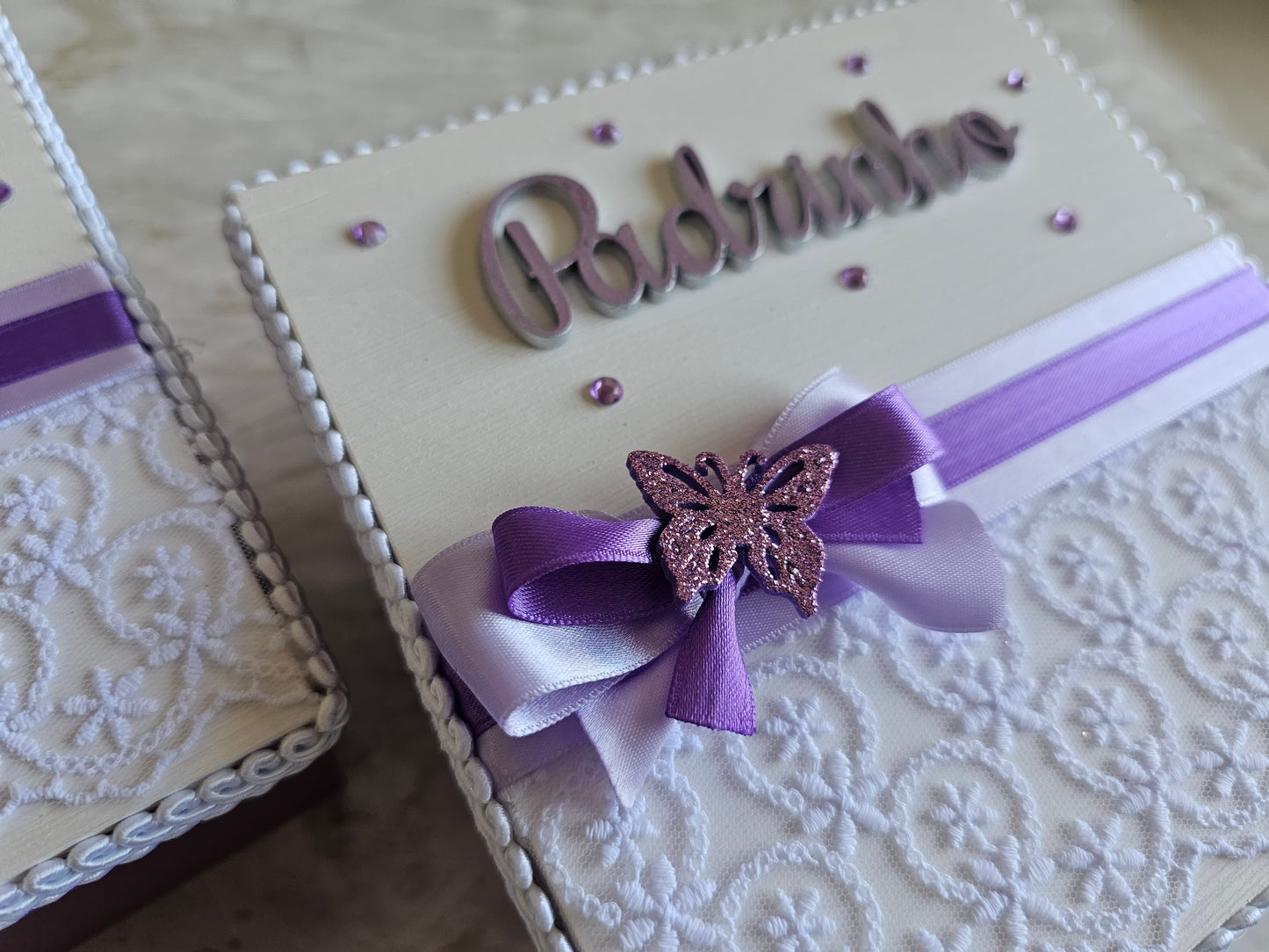 Caixas especiais Padrinhos roxo e Violeta