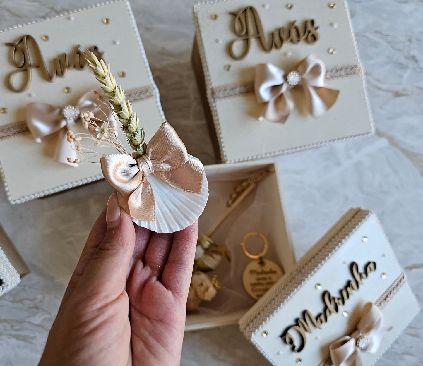 Caixas especiais Padrinhos/Avós creme