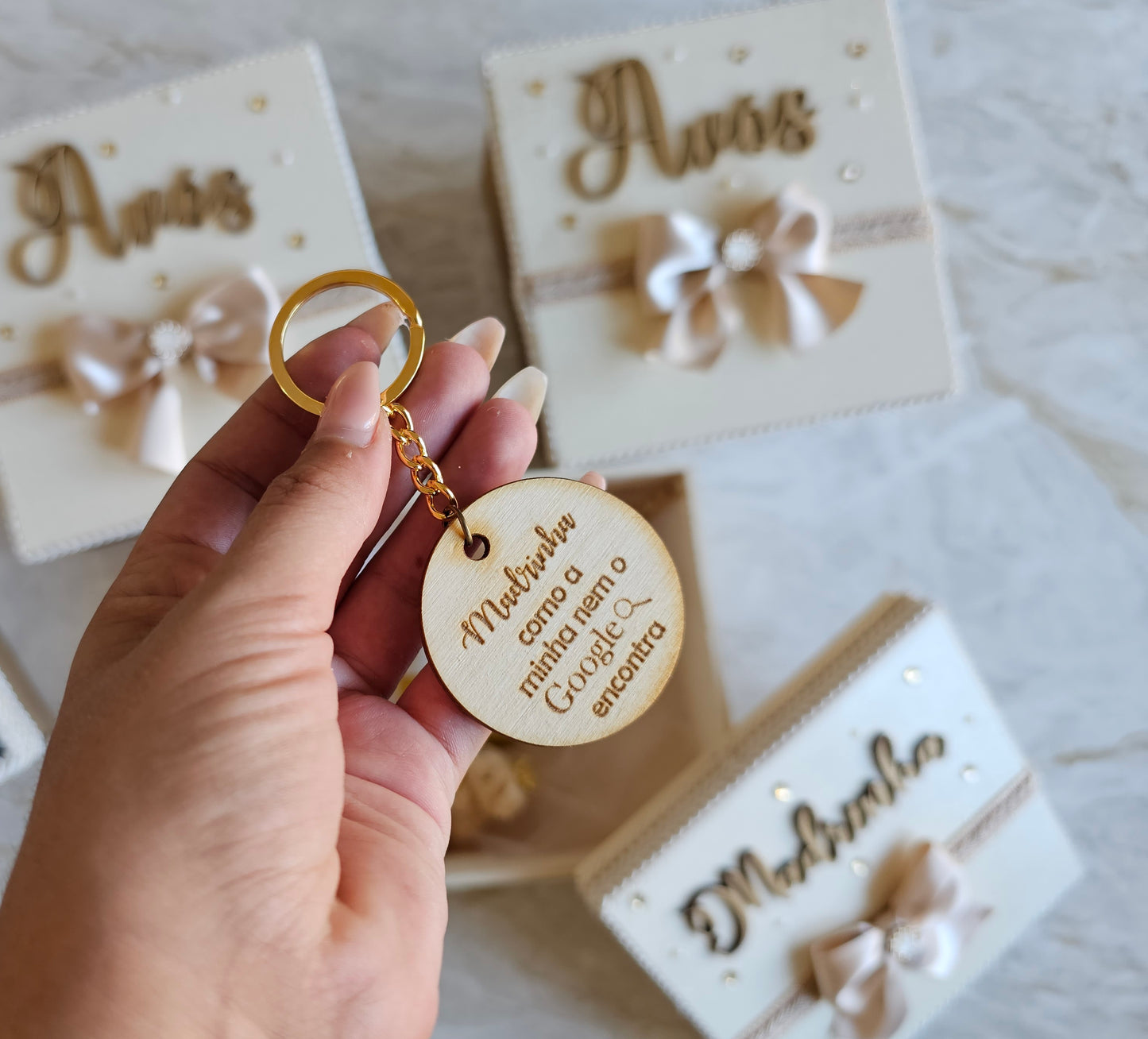 Caixas especiais Padrinhos/Avós creme