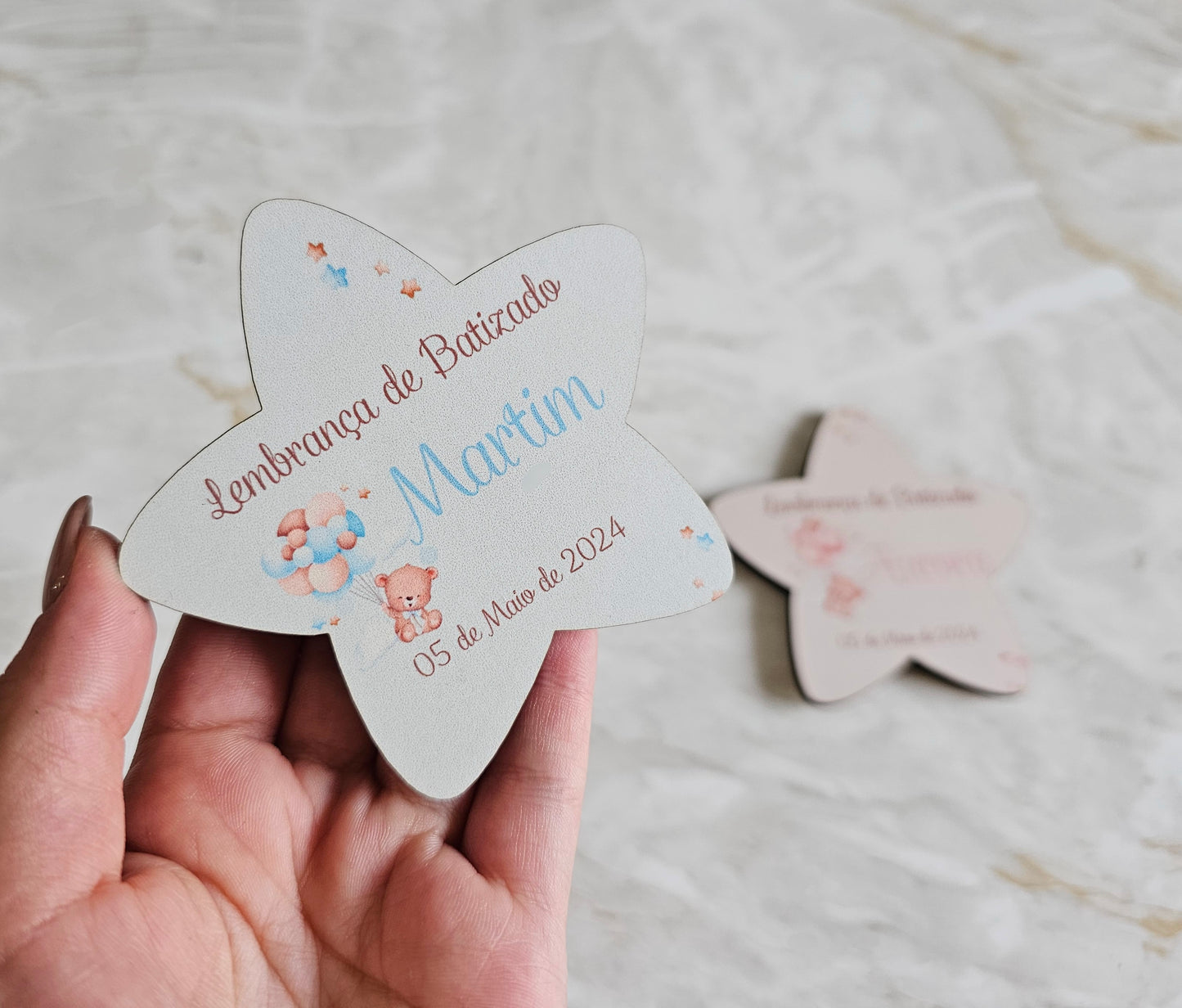 Íman personalizado estrela ursinho azul