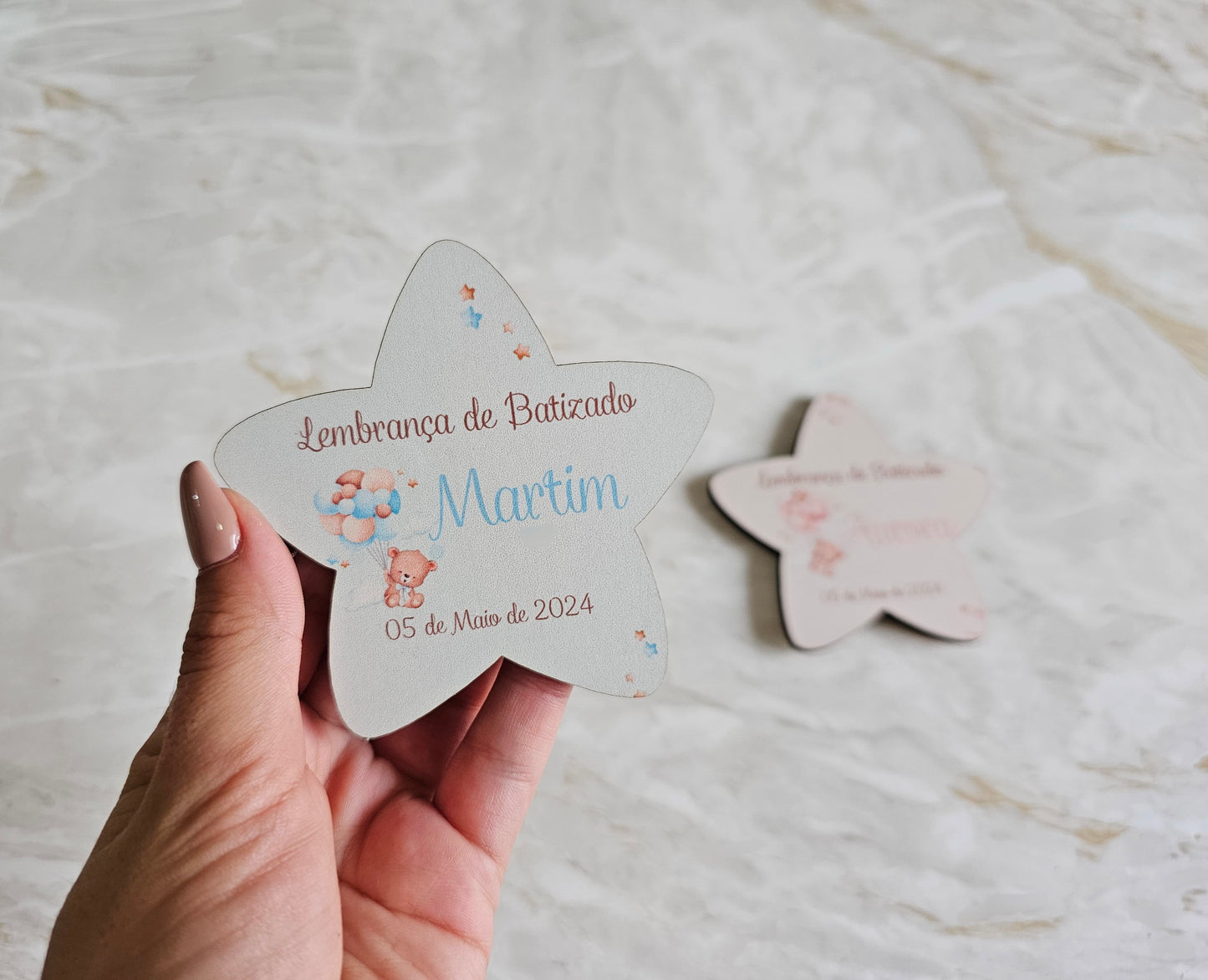 Íman personalizado estrela ursinho azul