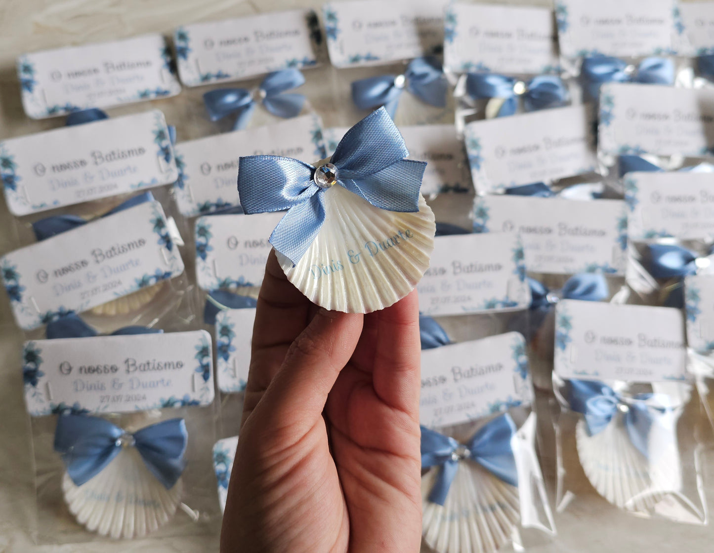 Mini concha íman "Floral Azul"