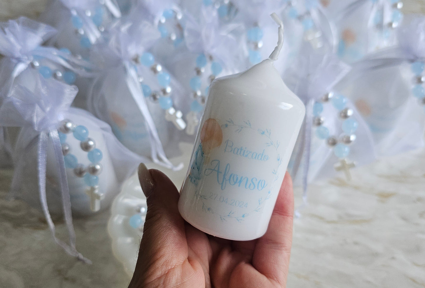 Vela personalizada + dezena "Anjinho"