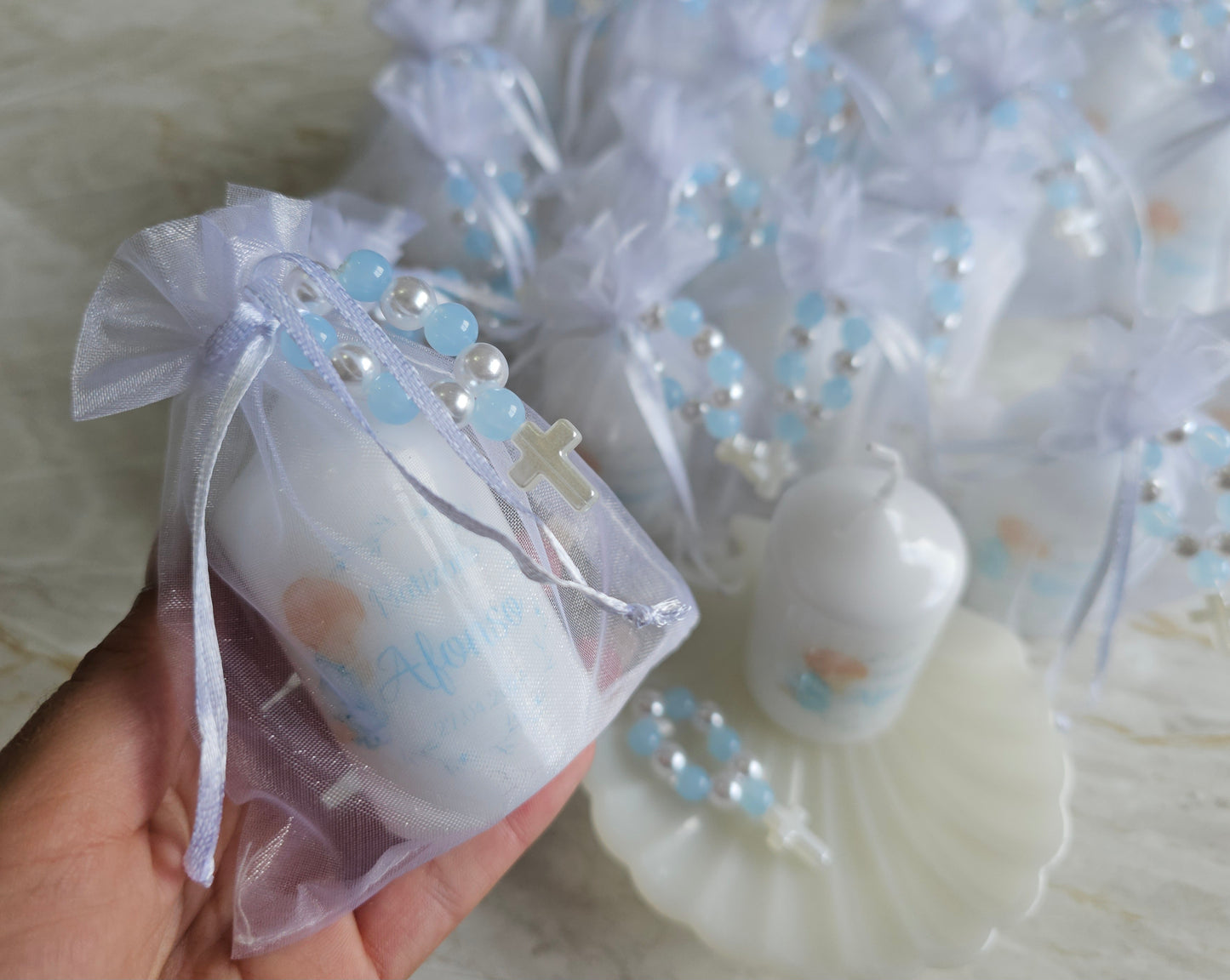 Vela personalizada + dezena "Anjinho"