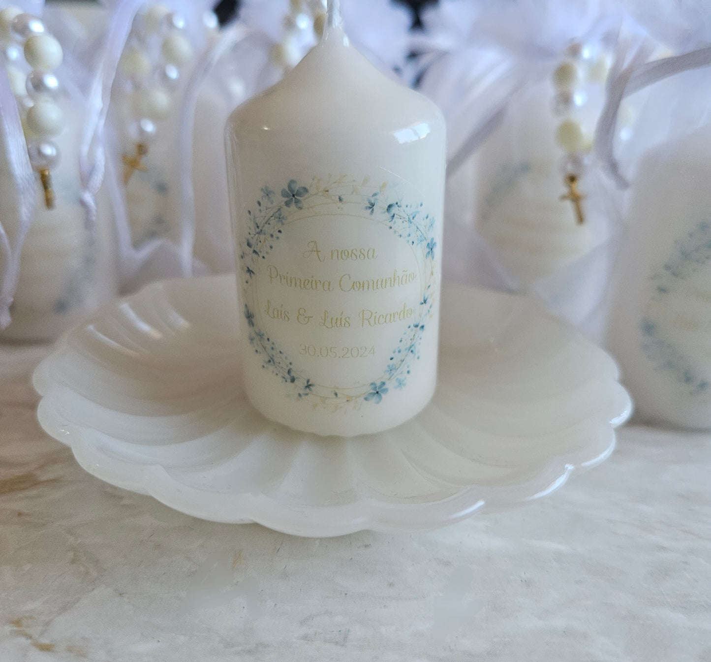 Vela personalizada "L&L" + mini dezena