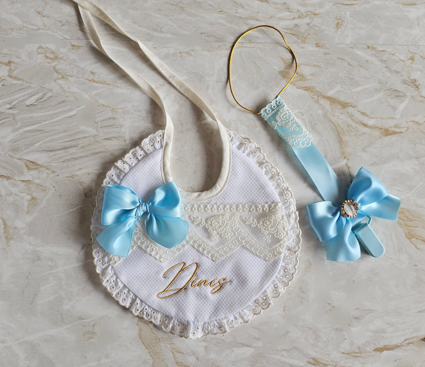 Babete personalizado + prendedor de chupeta