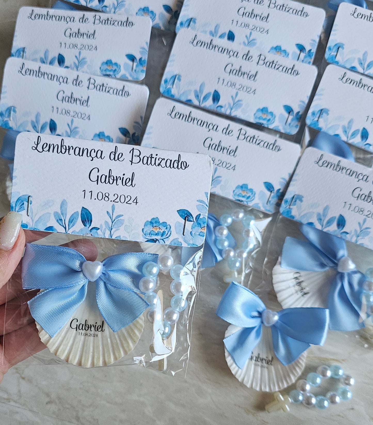Mini concha íman + mini dezena azul