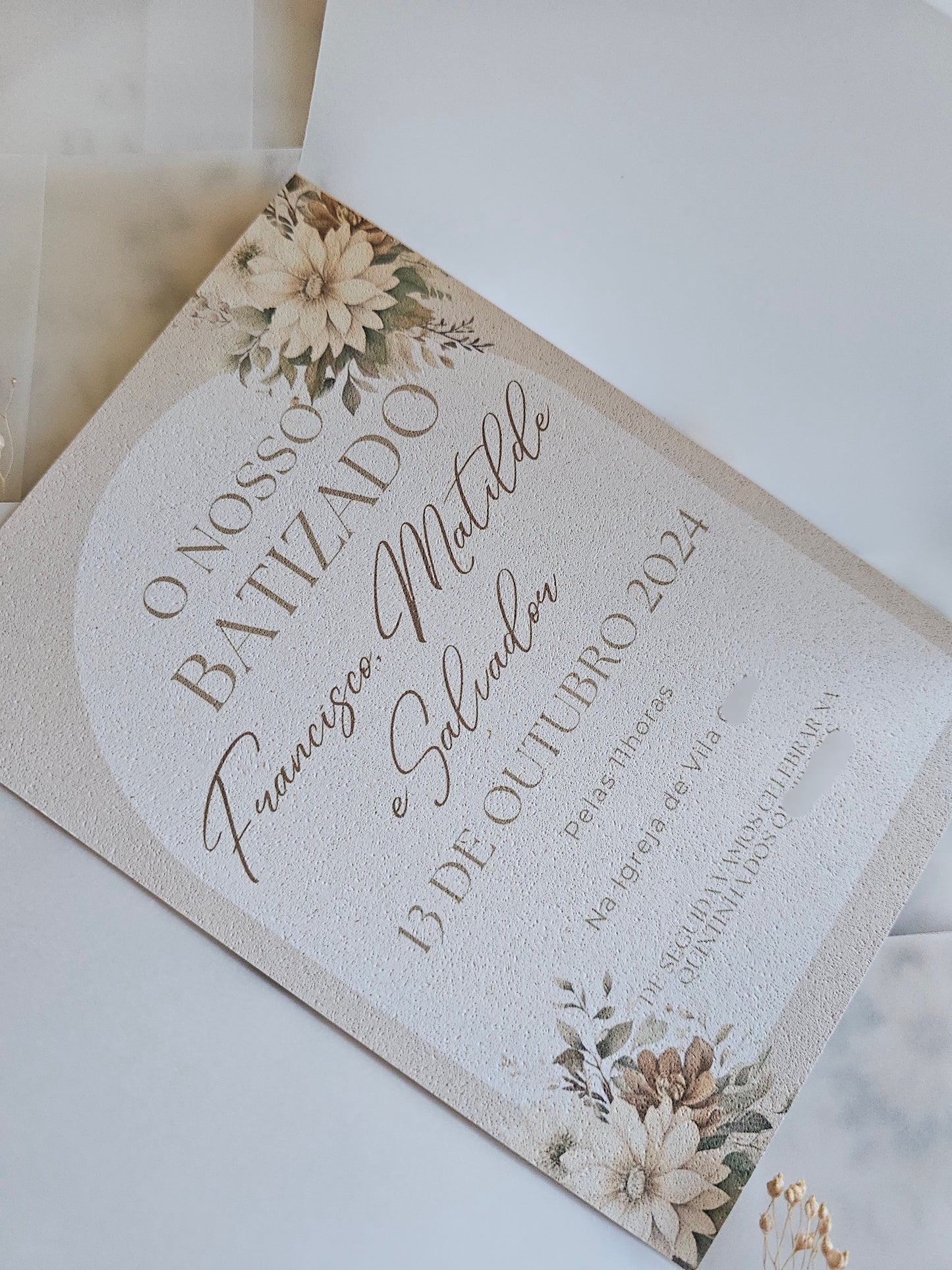 Convite floral creme