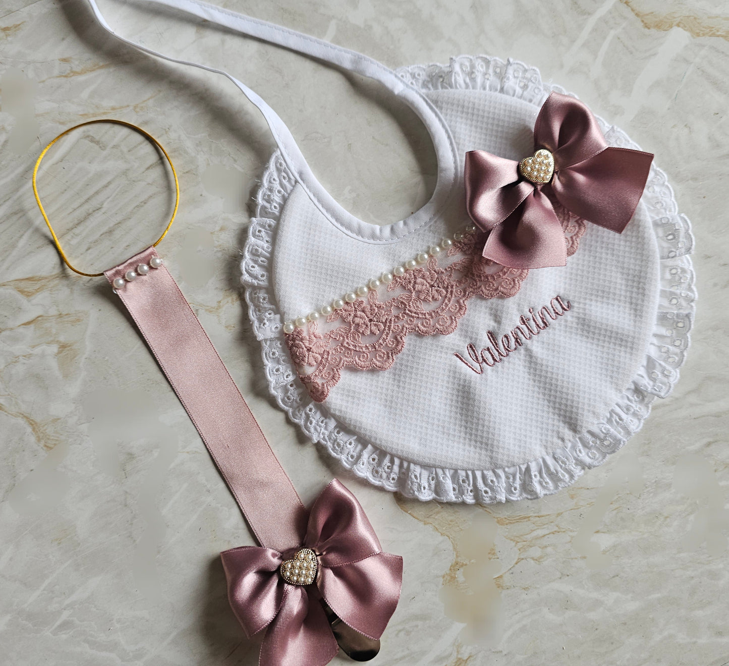 Babete personalizado + prendedor de chupeta