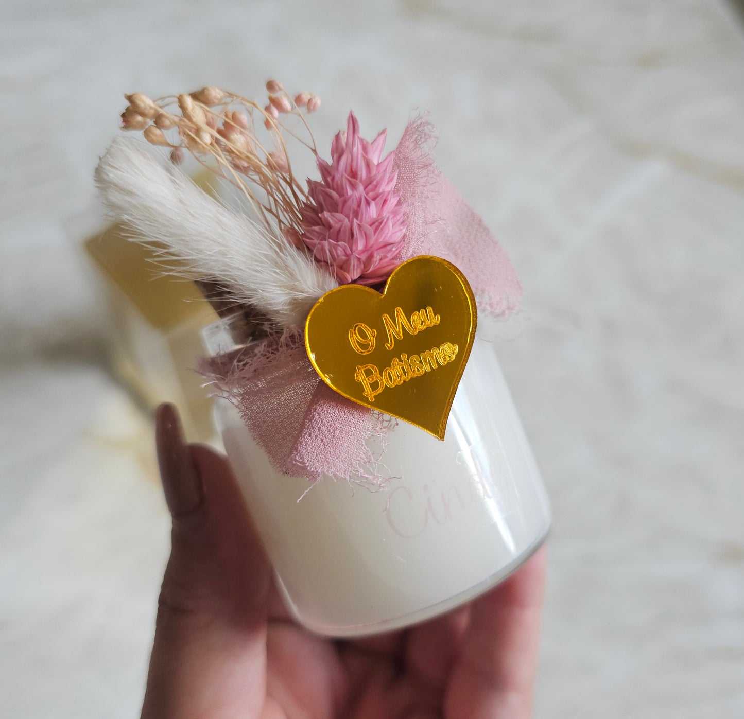 Vela em copo personalizada com caixa