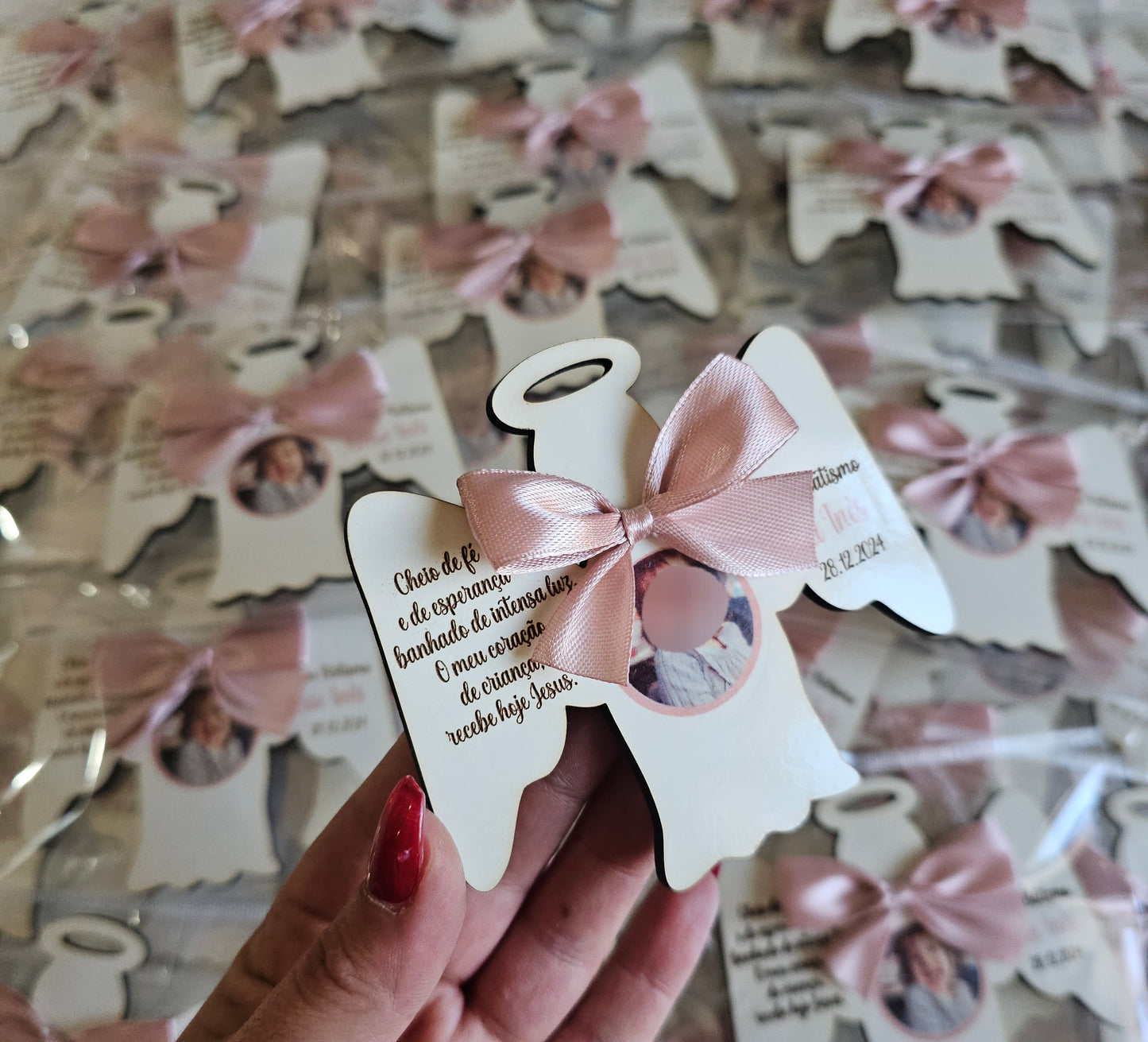 Íman personalizado Anjo c/foto rosa velho