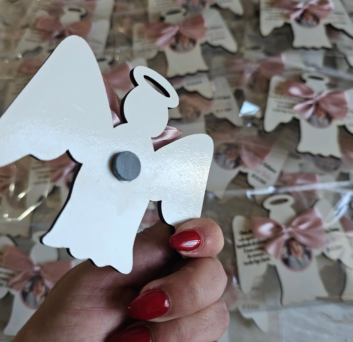 Íman personalizado Anjo c/foto rosa velho
