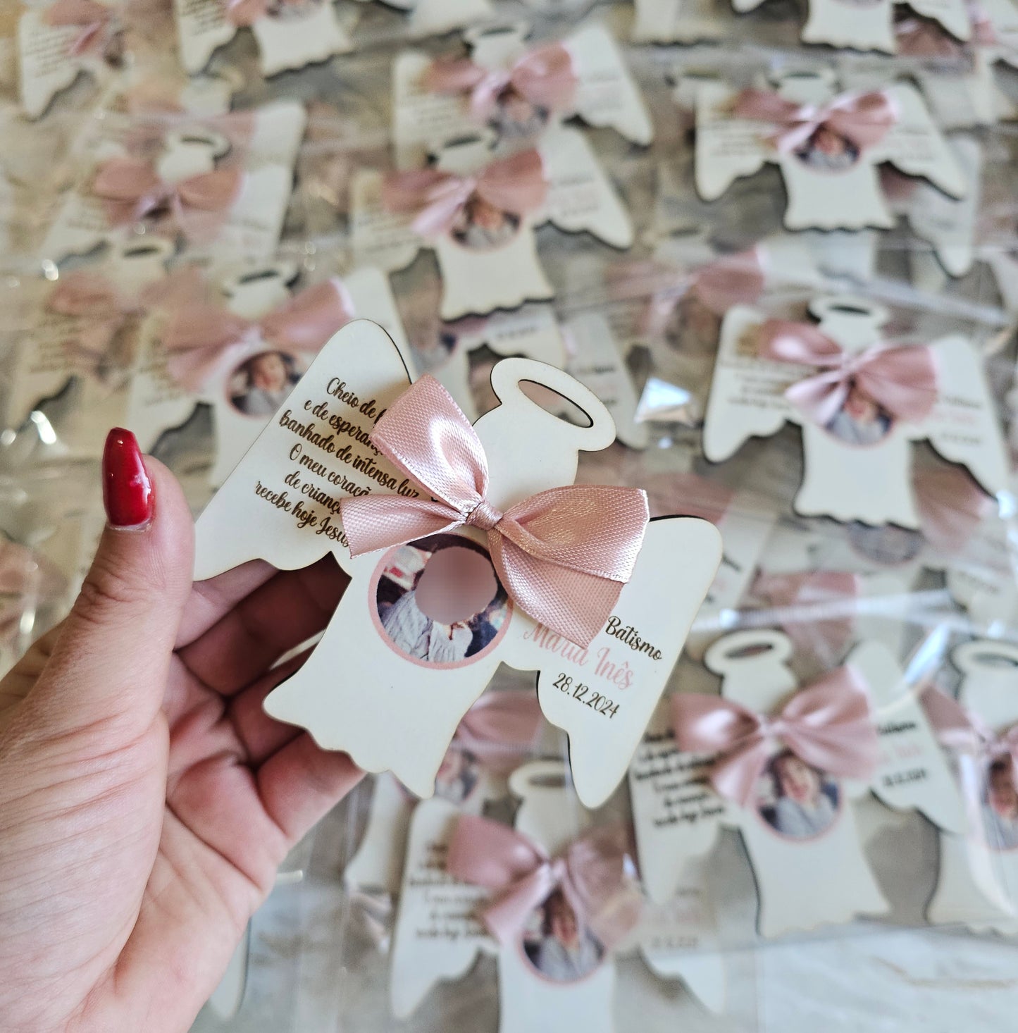 Íman personalizado Anjo c/foto rosa velho