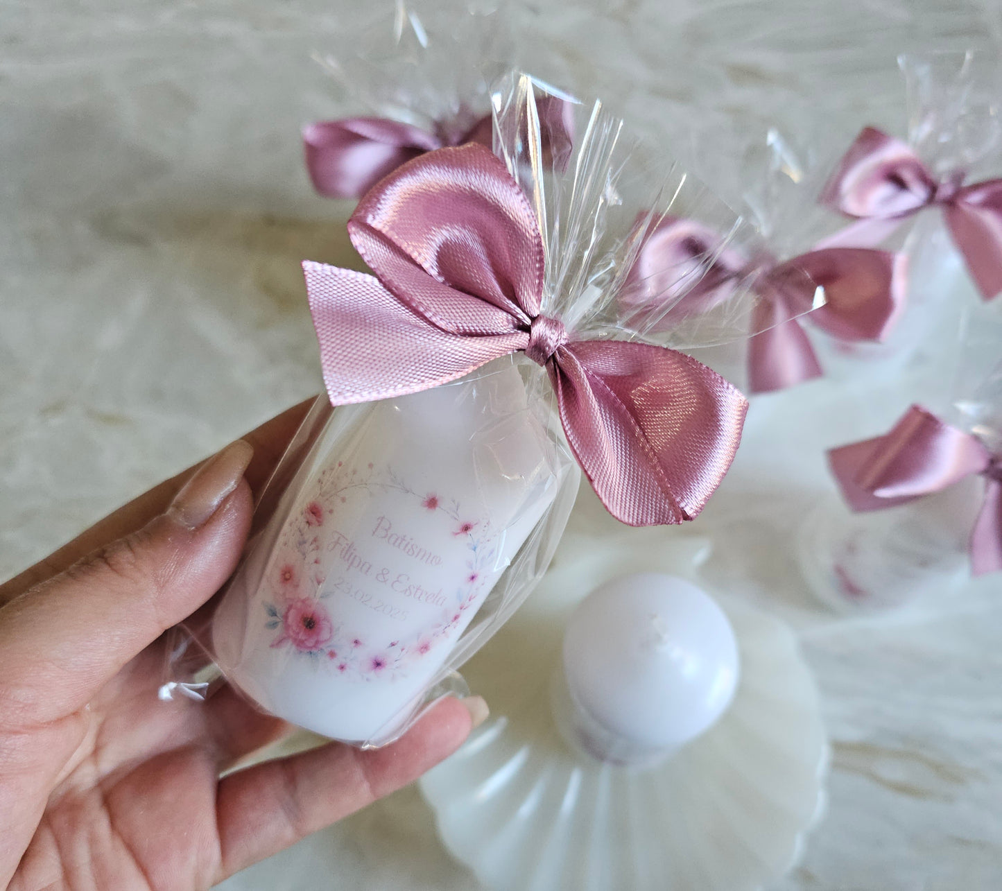 Vela personalizada floral rosa