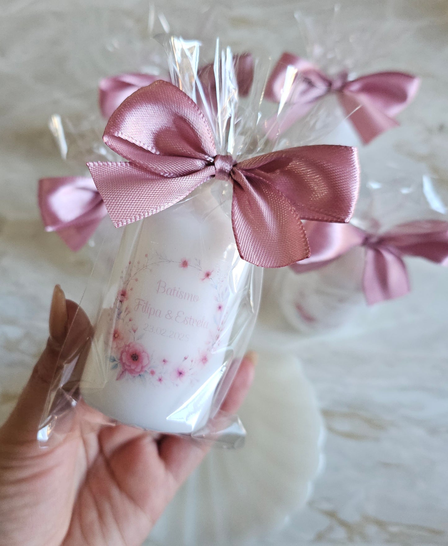 Vela personalizada floral rosa