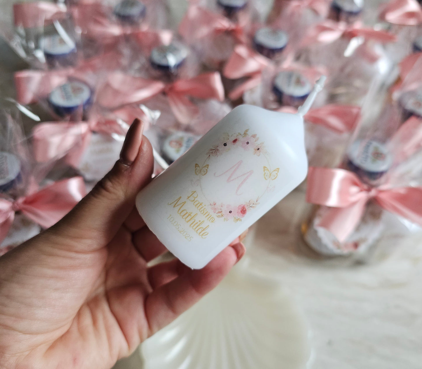 Kit Moscatel + vela personalizada floral
