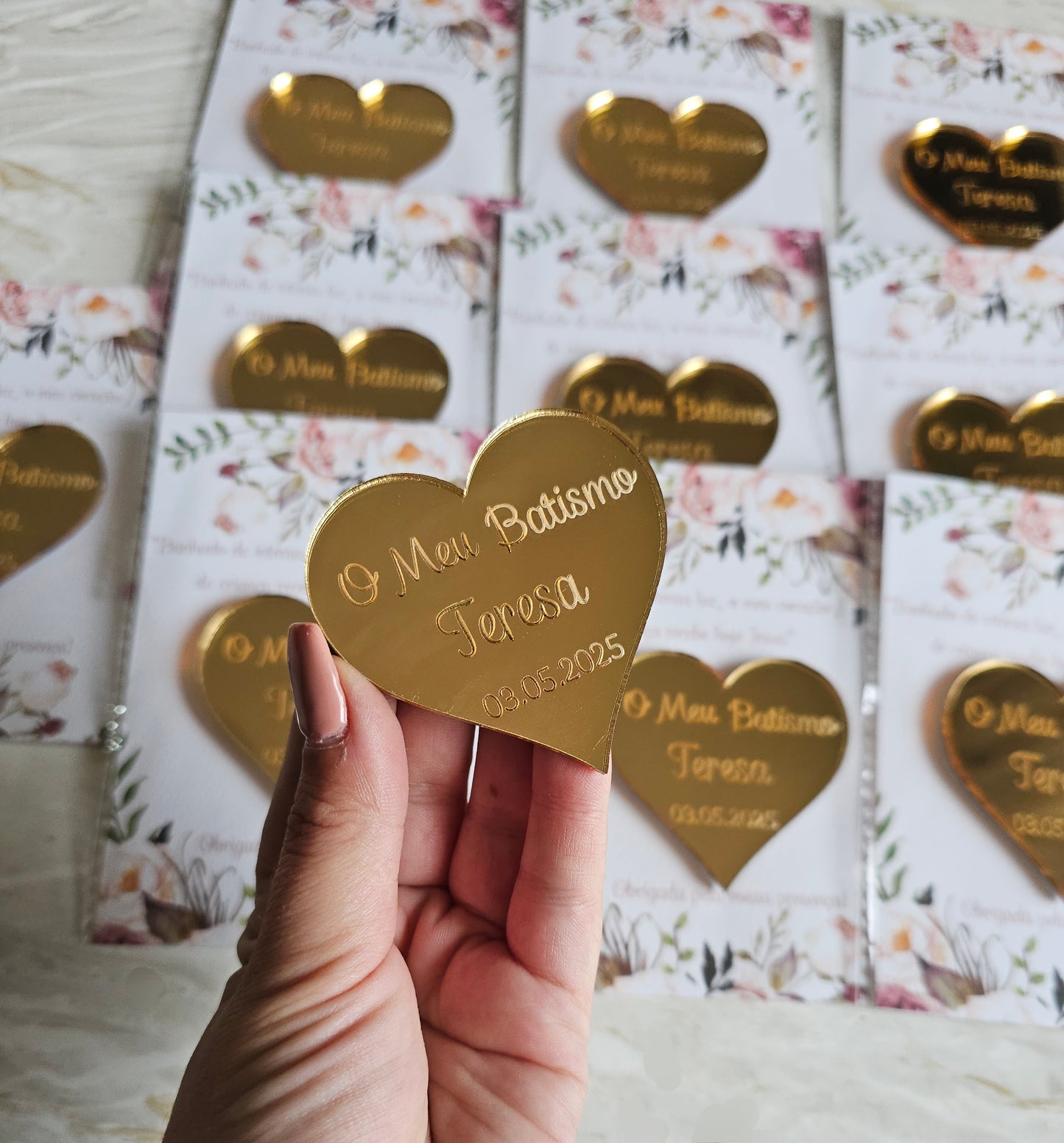 Íman personalizado coração acrílico