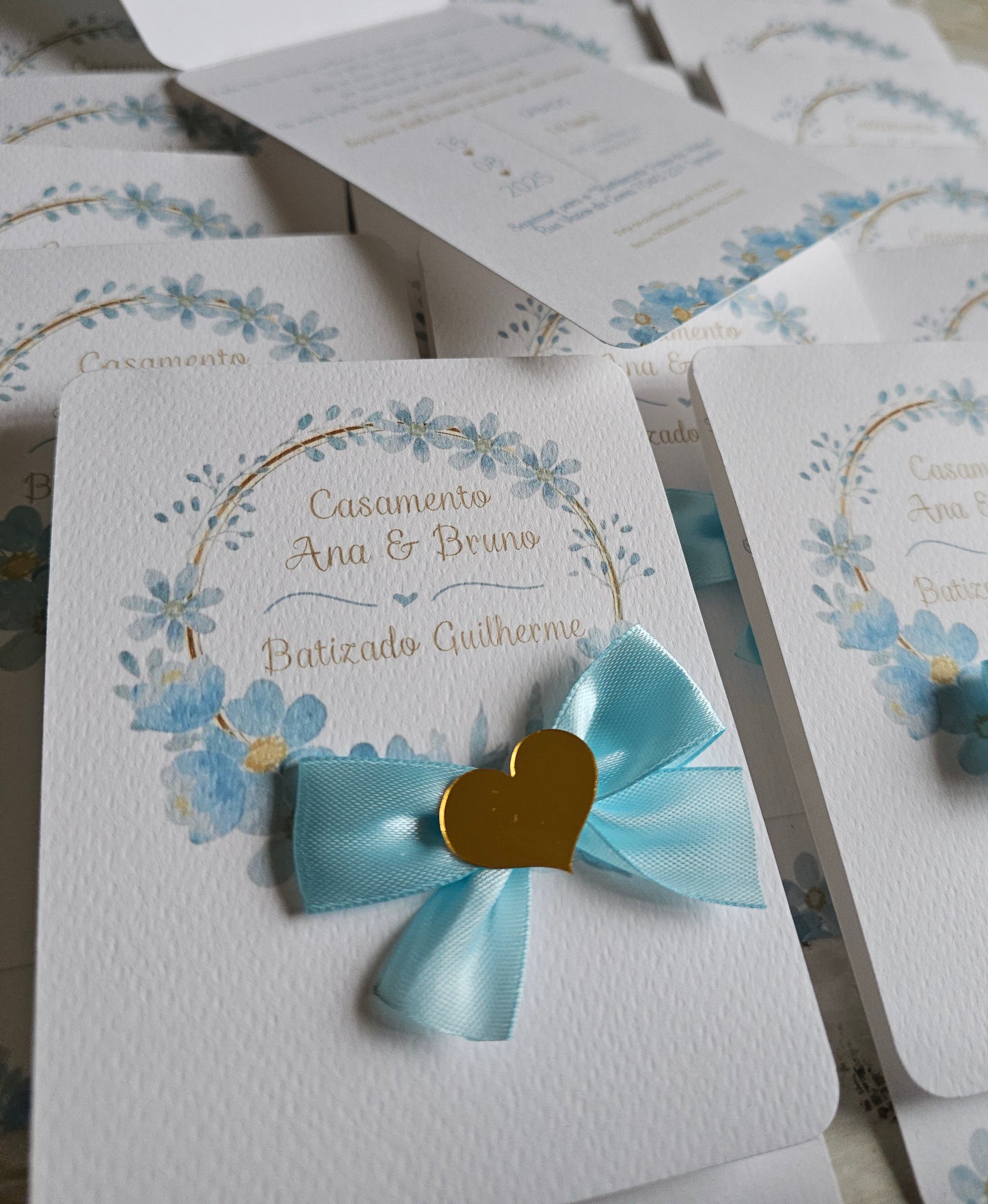 Convites Casamento & Batizado tons de azul