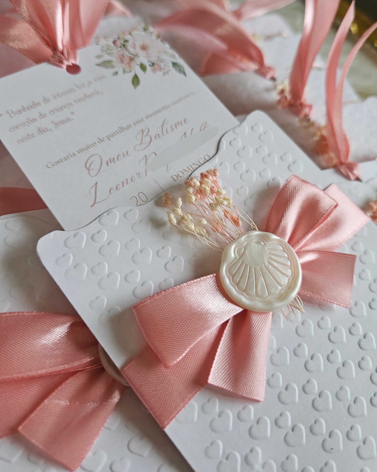 Convite Batismo floral "Leonor"
