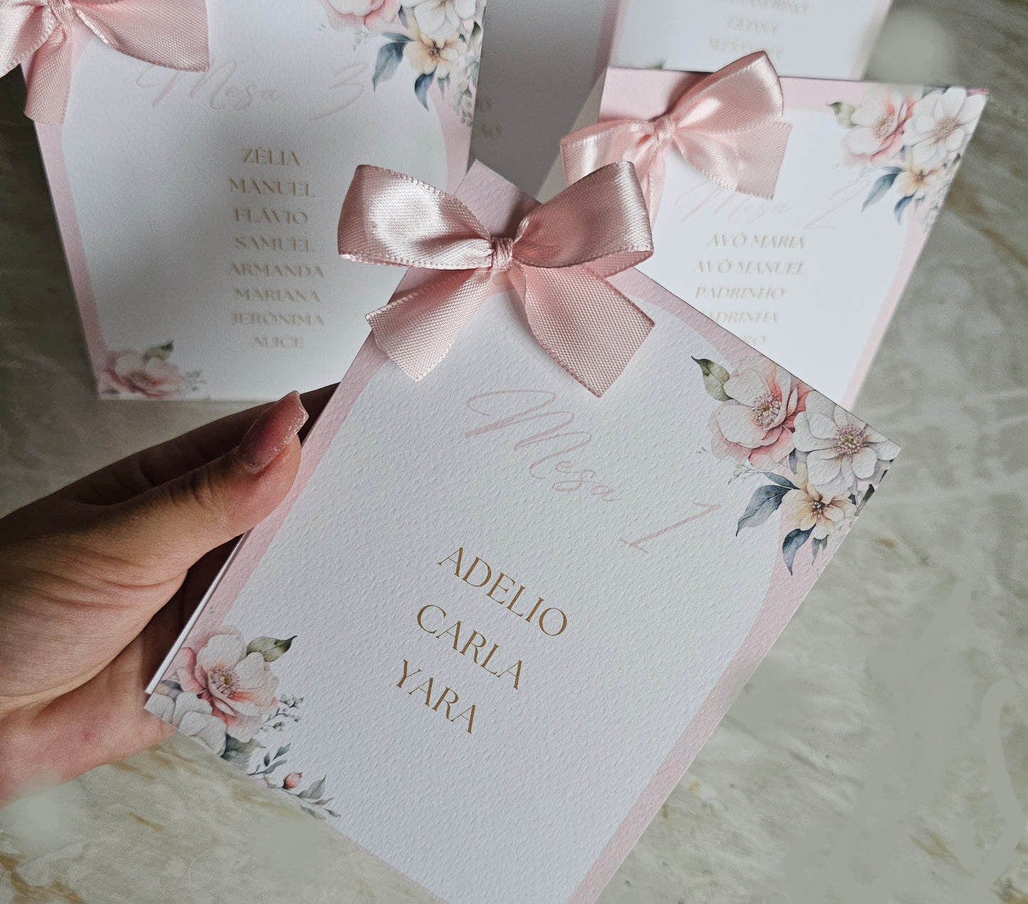 Marcador de mesa Floral rosa