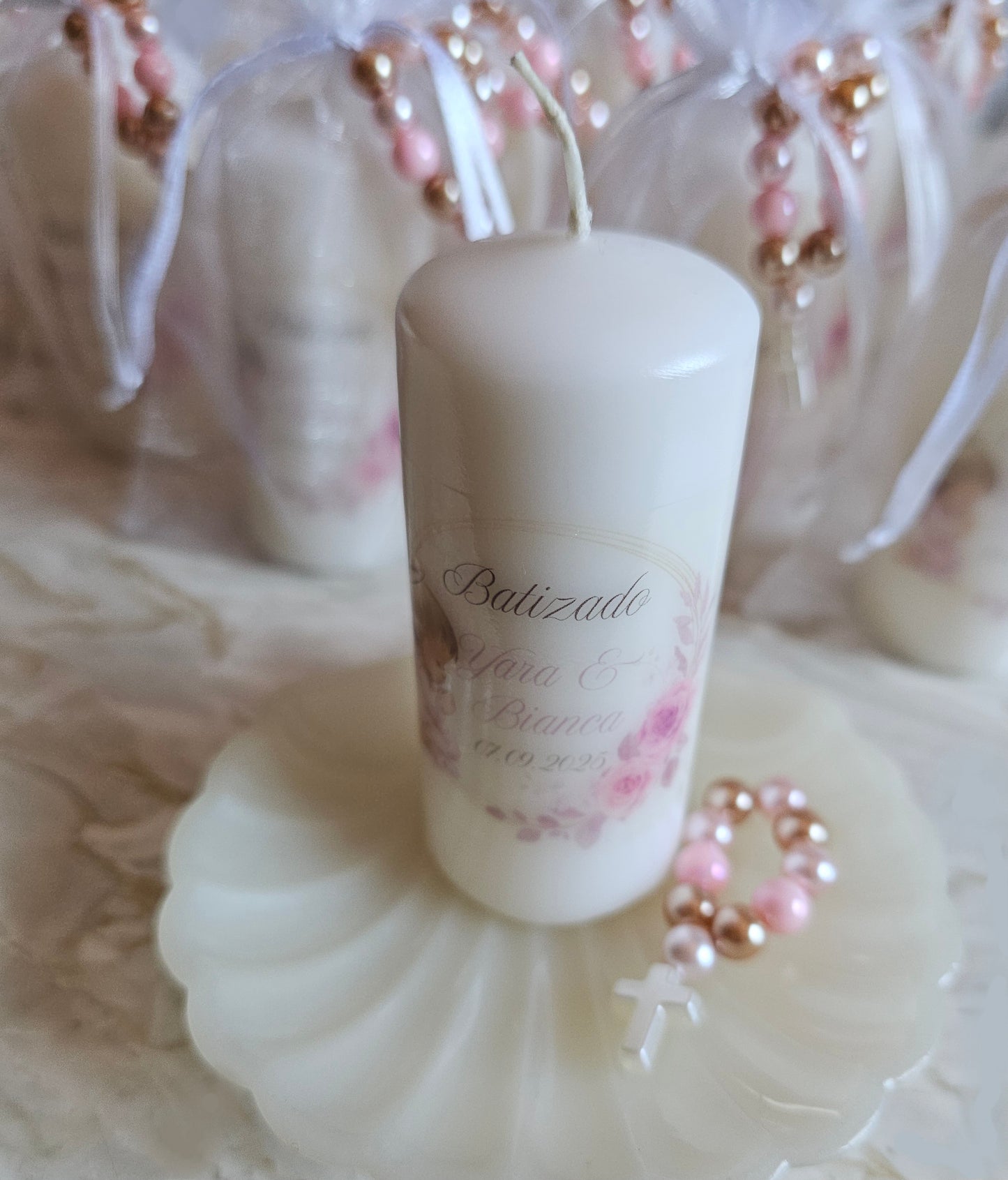 Vela personalizada "Anjinha rosa" + mini dezena