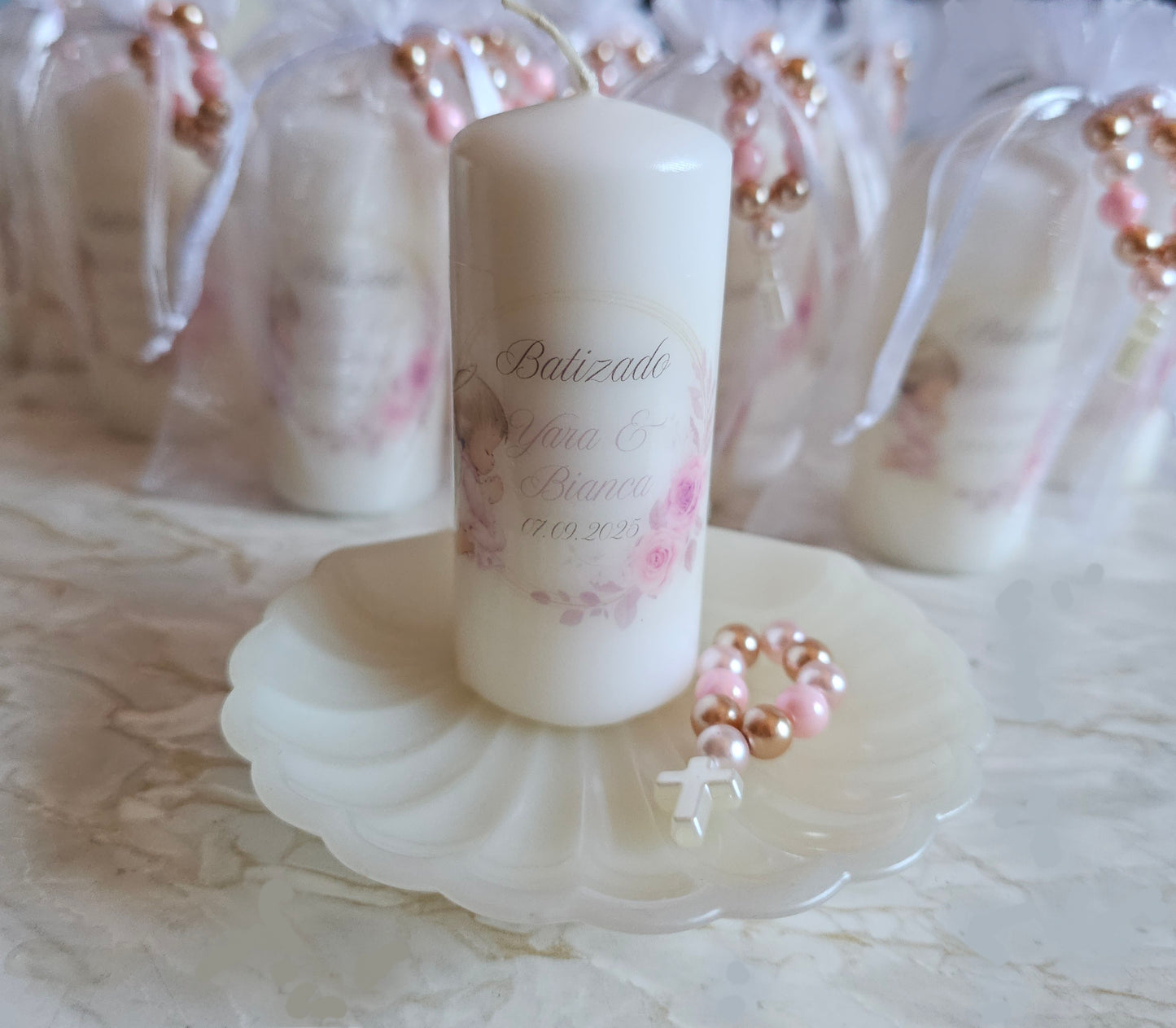 Vela personalizada "Anjinha rosa" + mini dezena