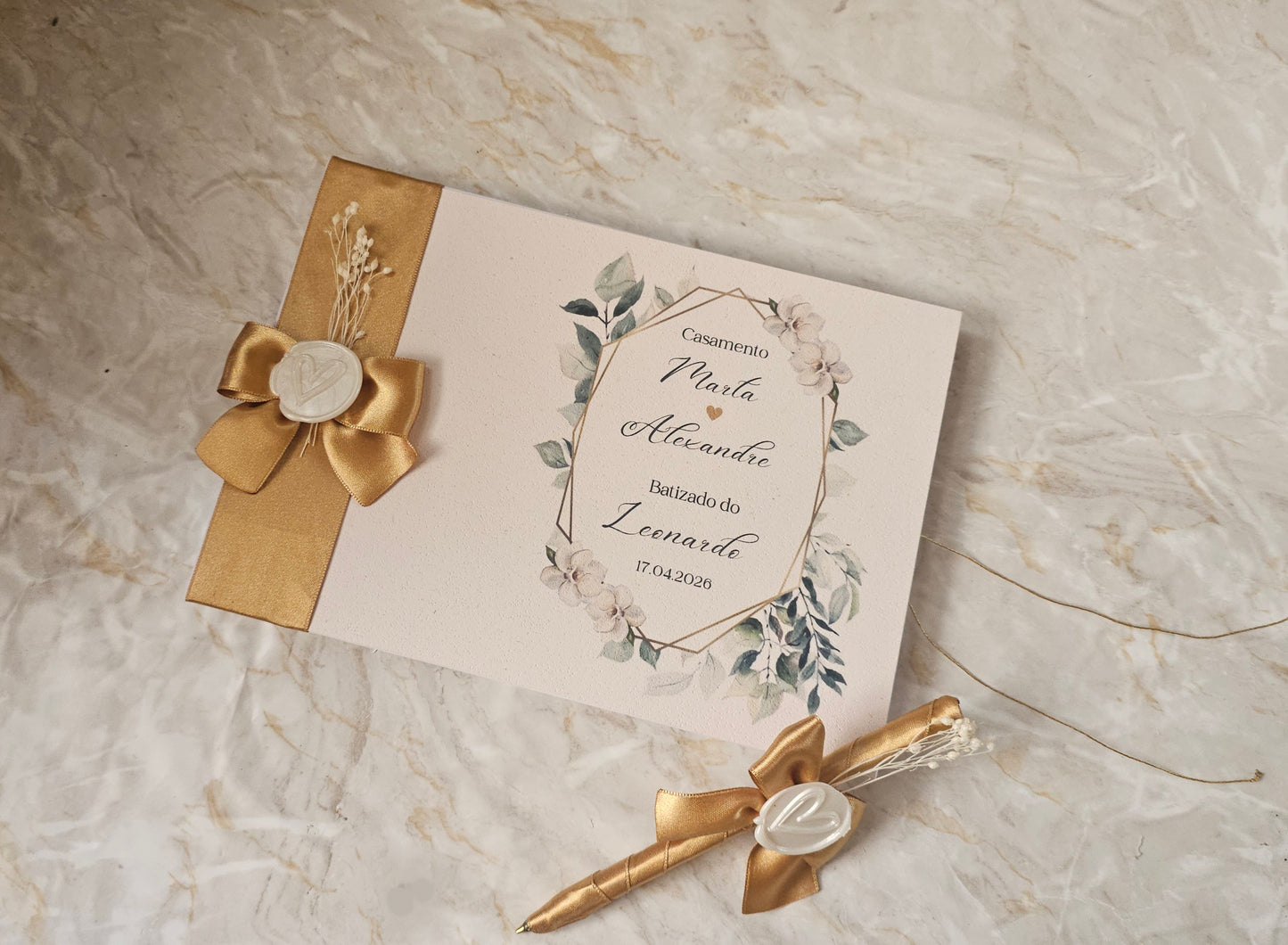 Livro de honra Casamento + batismo Floral