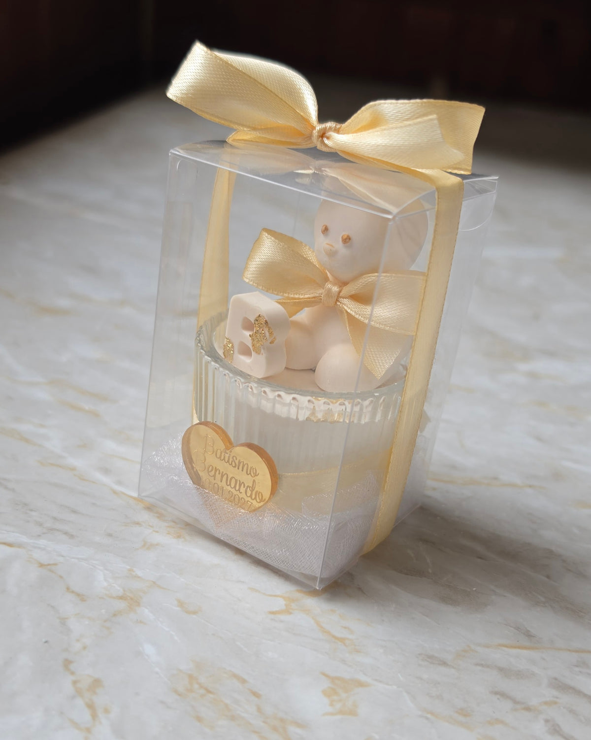 Ursinho em gesso perfumado com copo de vidro 🧸