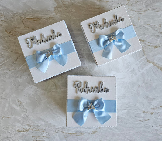 Caixas especiais Padrinhos azul bebé