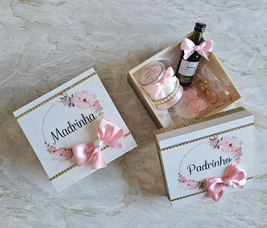 Caixas especiais Padrinhos "Floral rosa'