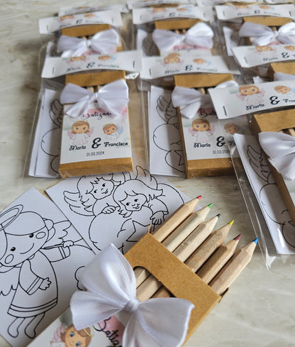 Caixa de lápis "Anjinhos" + mini livro de colorir