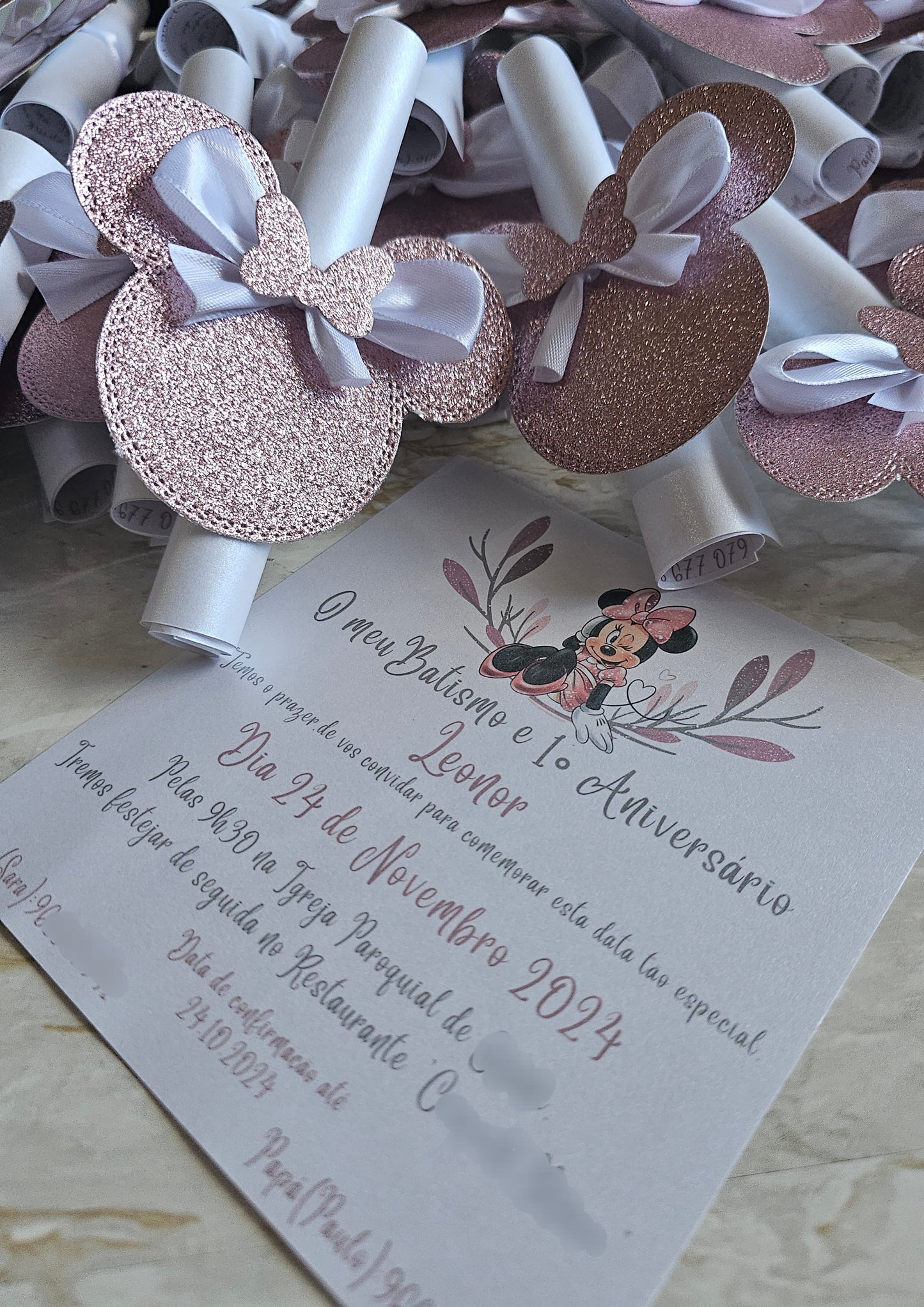 Convite Batismo Minnie