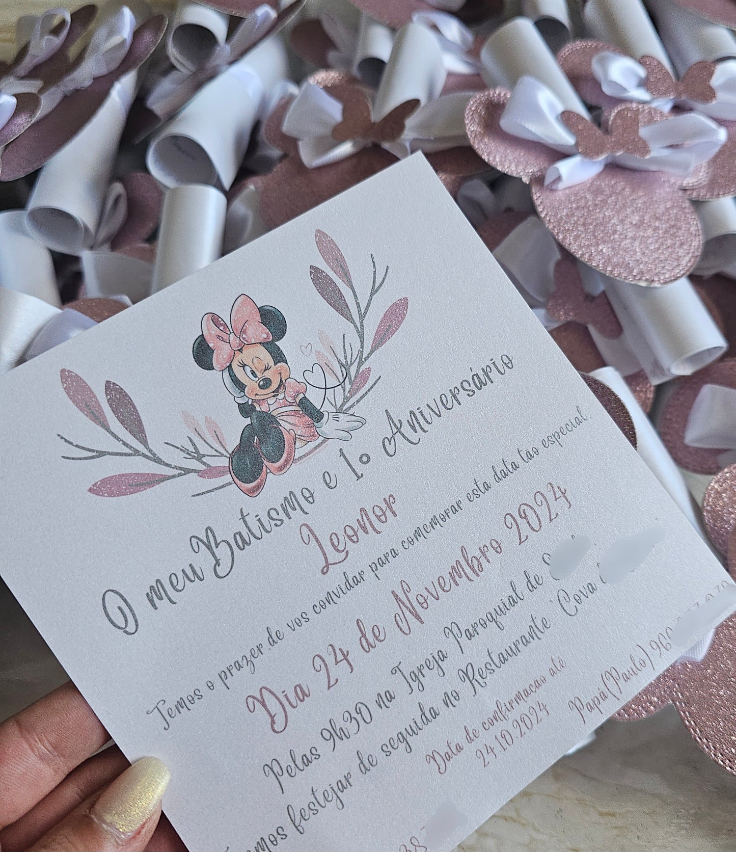 Convite Batismo Minnie