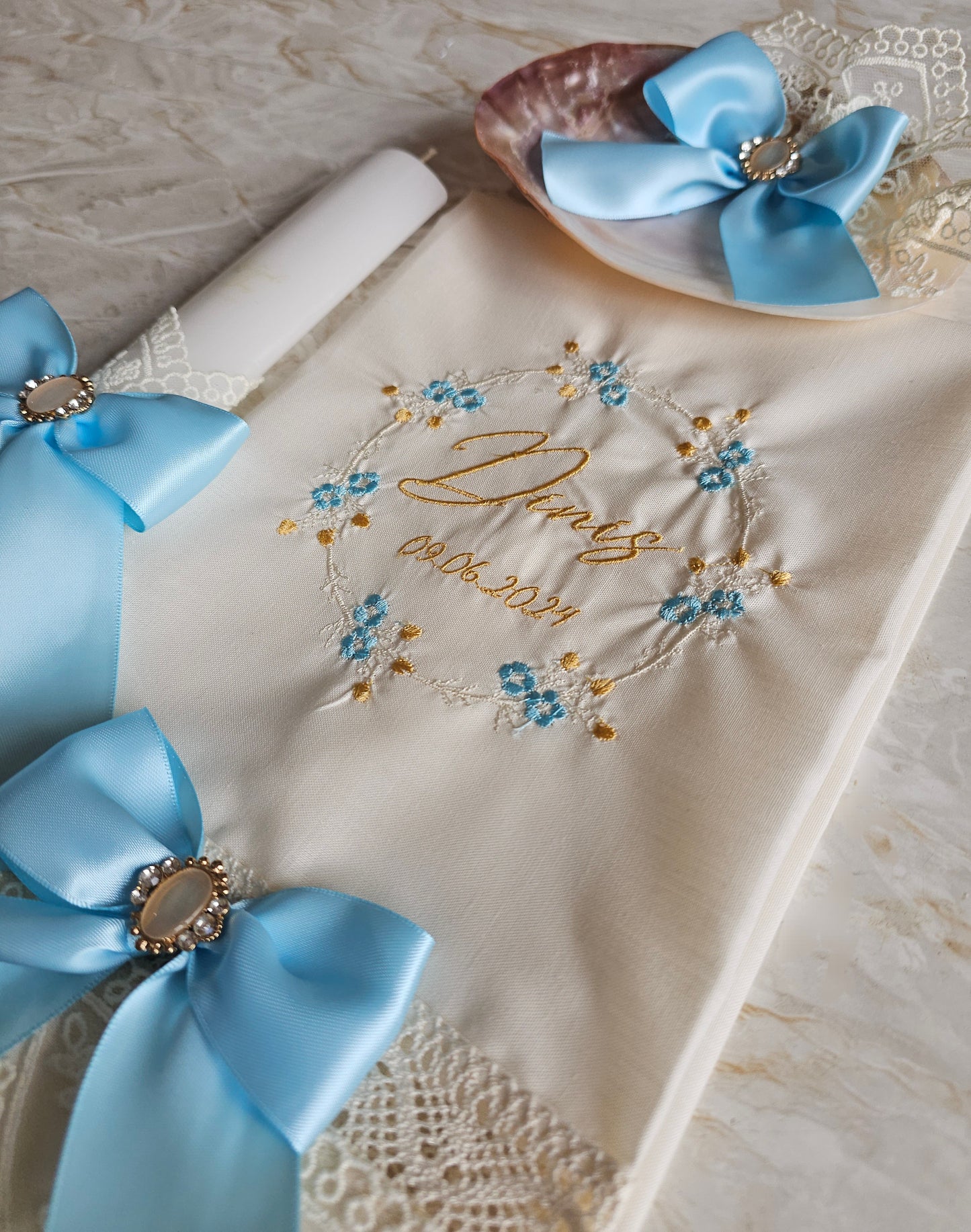 Conjunto de Batismo Floral " Dinis"