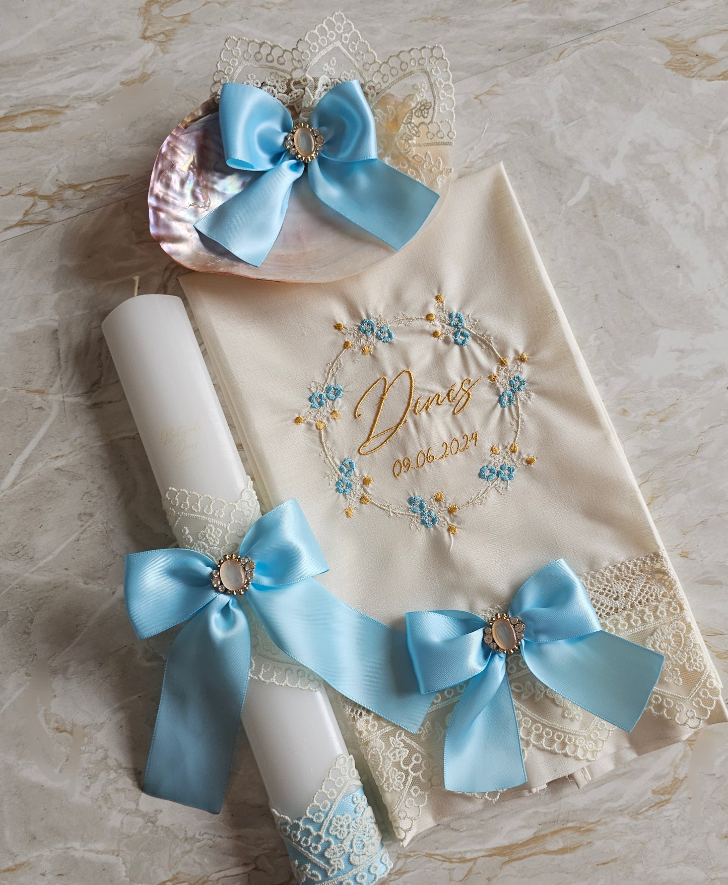 Conjunto de Batismo Floral " Dinis"