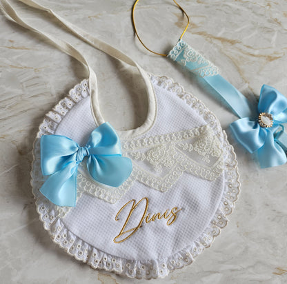 Babete personalizado + prendedor de chupeta