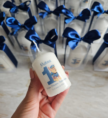 Vela personalizada em caixa de acetato