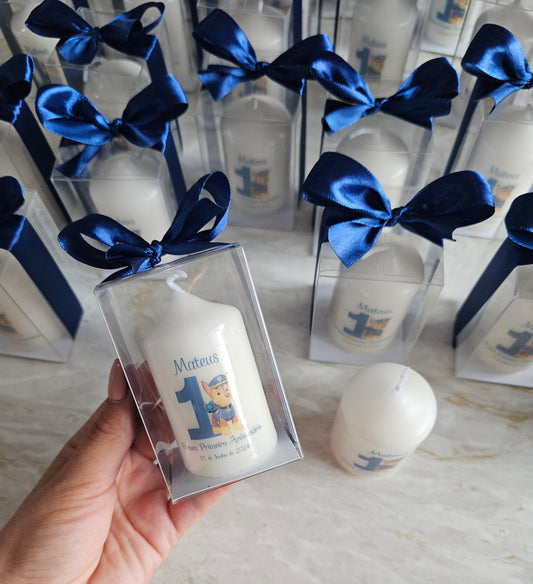 Vela personalizada em caixa de acetato