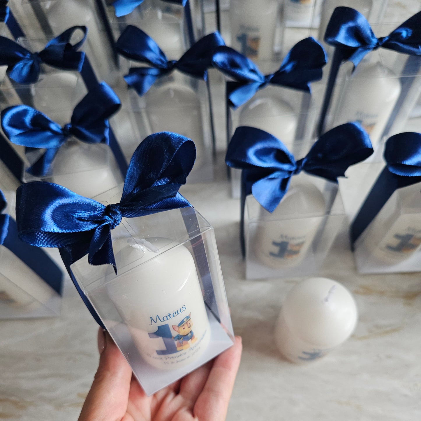 Vela personalizada em caixa de acetato
