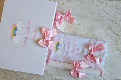 Conjunto de Batismo Arco-Iris Rosa