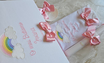 Conjunto de Batismo Arco-Iris Rosa