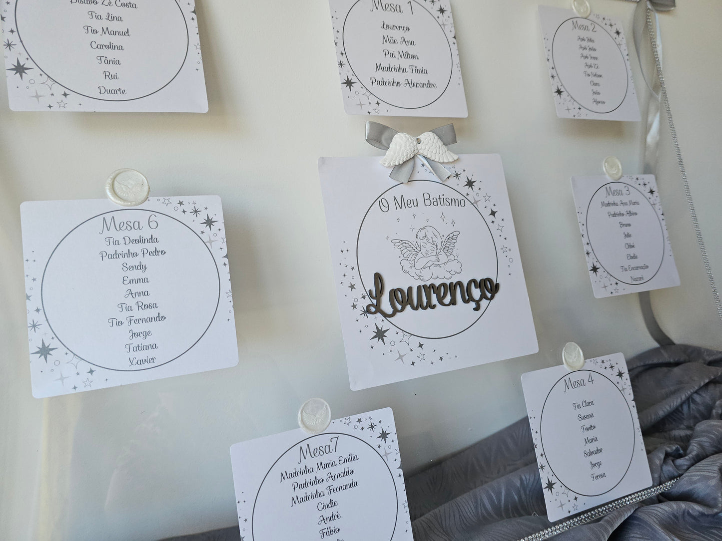 Placard mesas acrílico Anjo
