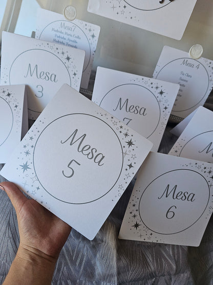 Marcadores de Mesa números cinza