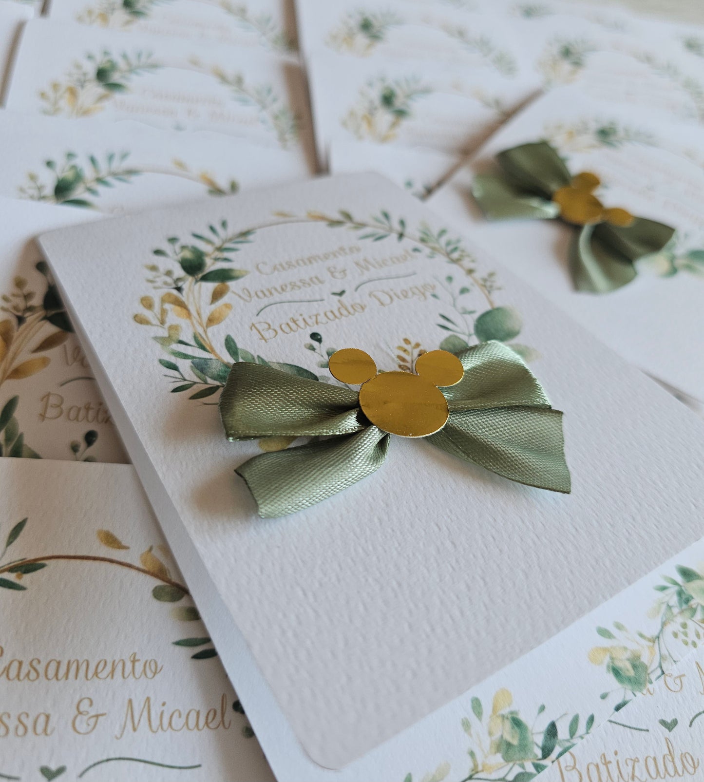 Convite Casamento & Batizado Floral verde