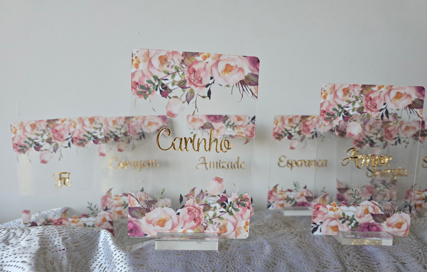 Marcadores mesa floral + palavra