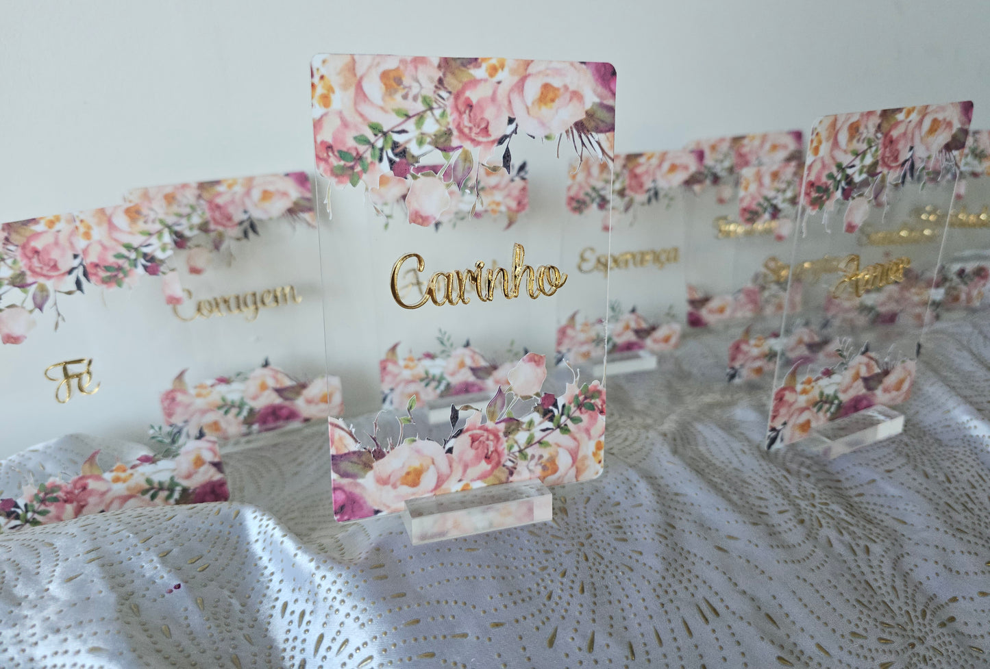 Marcadores mesa floral + palavra
