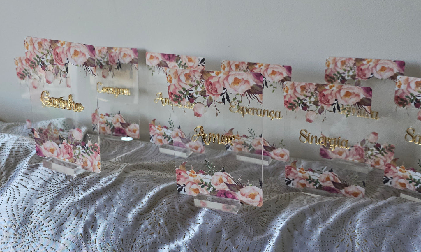 Marcadores mesa floral + palavra