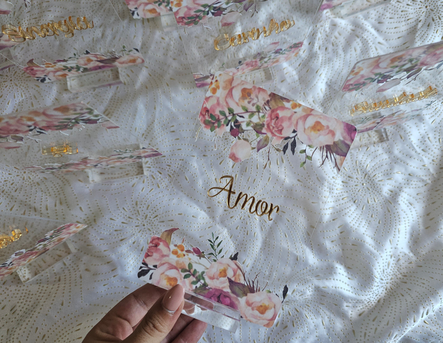 Marcadores mesa floral + palavra