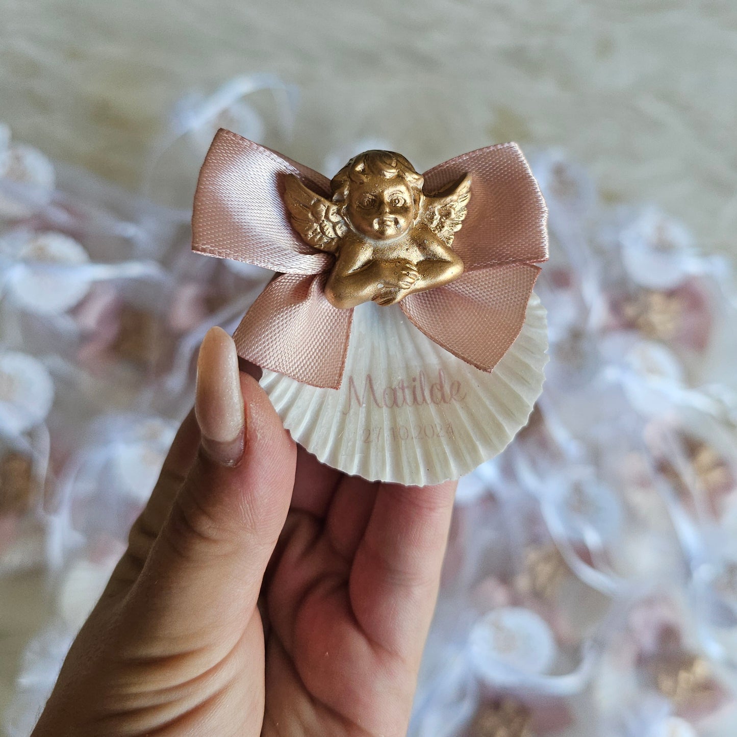 Mini concha íman com anjinho dourado